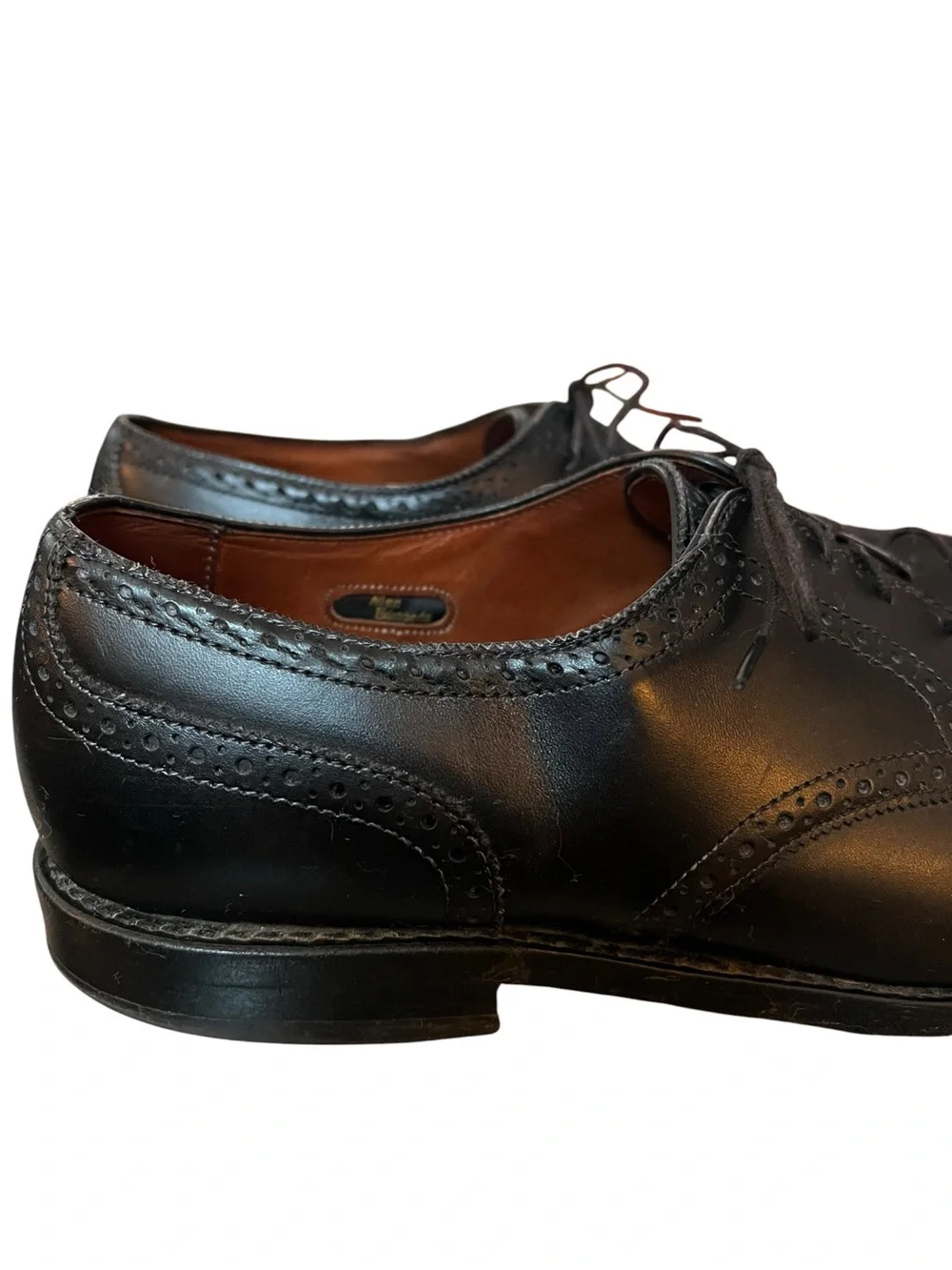 Allen Edmonds Shoes Men 11 D Black Sanford Brogue Leather Cap Toe Oxford 6517